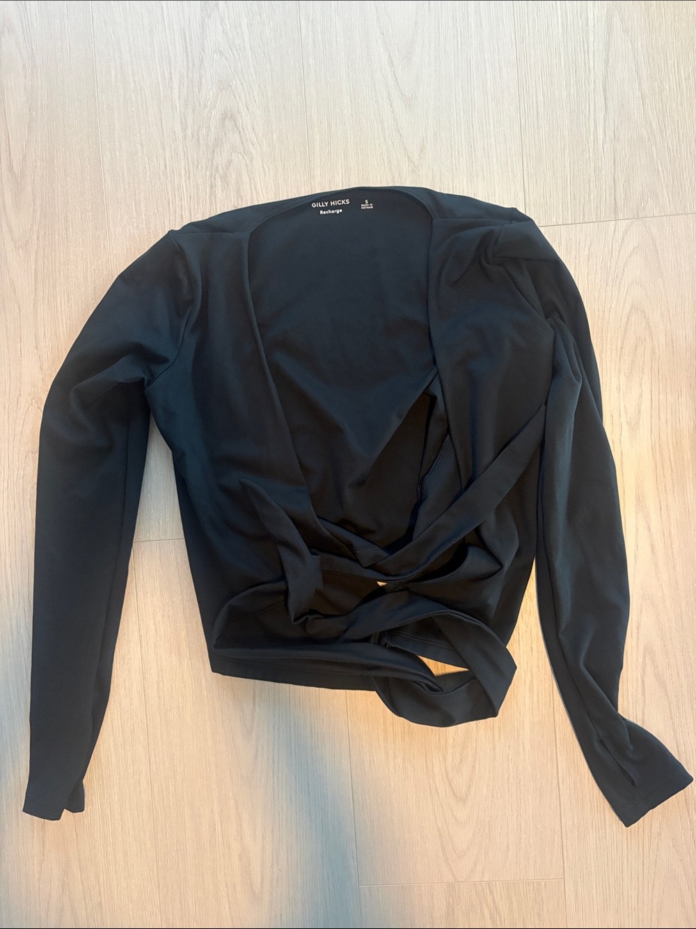 Gilly Hicks Black Wrap-Front Long Sleeve Top
